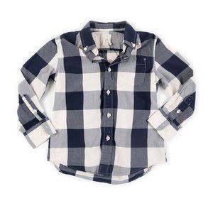 CREWCUTS by J. Crew boy's navy gingham plaid button down shirt